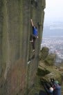 Ryan Pasquill on the wall to the left of The New Statesman at Ilkley, Yorkshire