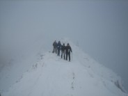 Walking in the clouds. Rhydd Du path approaching Snowdon summit