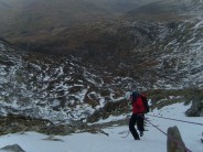 Abseiling in the snow
