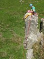 Could be Easter Island. (Secure?) belay on top of Peel Crag.