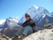 Our Sherpa guide takes a well earned rest enroute to Everest Base Camp.