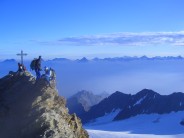 Summit of the Nadelhorn, looking north to the peaks of the Bernese Oberland
