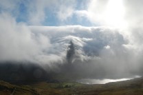 Tryfan emerging through clouds