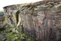 Pete Whittaker on the first ascent of 'Inspiration Dedication' E8 6b/c.  Burbage South Quarries