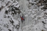 South Wales ice, Andrew cruising up his first winter route of the season<br>© Tim W