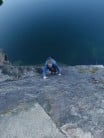 Ander on a perfect evening- soloing a sun warmed Chequered Slab, Markfield Quarry.