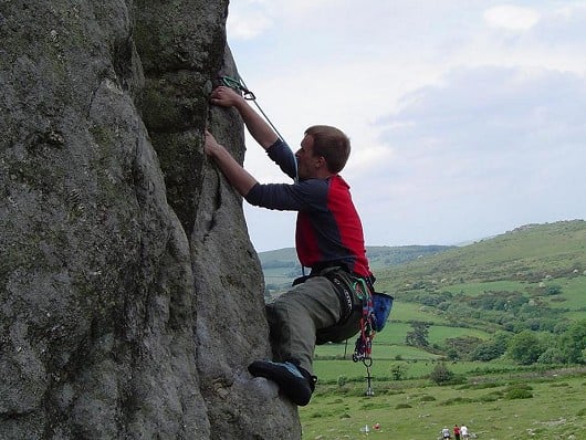 Si dH on Suspension Flake, VS 4c, Hound Tor (Dartmoor)  © SidH