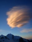 Telltale clouds at dawn beofre starting East to West Traverse of Breithorn via Rocca Neira