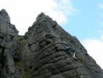 Our lead climber on the first pitch of the Devils Rib, the group just ahead of us are topping out