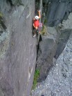 Glyn just past the lower crux