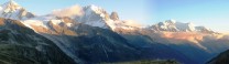 View from tent above Le Tour, towards Mont Blanc et al.