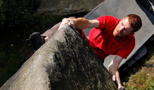 Matt clamping his way up the Yorkshire classic Red Baron (V7)  © Jamie Moss
