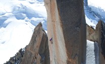 Climber on the 2nd Tower of the Cosmiques Ridge