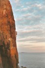 Pain Pillar (VS 5a***). Climb of the crag at Aberdour sea cliffs. Fife.