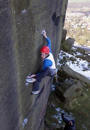 James grabbing the second ascent of Gery Berwick at Ilkley  © Dave Simmonite