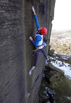 The route is exactly James' style - hard and fingery and super-technical.  © Dave Simmonite