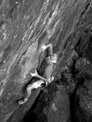 Mark Richardson in monochrome action on 'Seventh time lucky'(7b) Masson