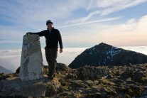 Summit of Crib y Ddysgl with Snowdon in the background, great weather