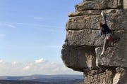 Soloing on Stanage in the sun