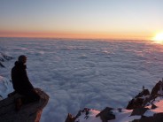 Amazing cloud inversion at sunset on the Upper Valley Blanche over Chamonix.