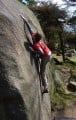 Stretching for the pebble on Three Pocket Slab