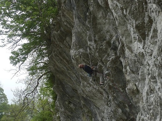 Keith Phiz. about to slap on Slap Happy (Loup Scar). Some say it's particularly tough for a 7a+!  © robmatheson