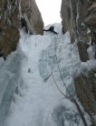 Crux ice on the Cosmiques Icefall