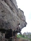 Just pulled over the crux mantle on Aching Arms and Dragging Heels 6c+