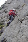 My brother Michael on his first multi-pitch route - The Ordinary Route (D*), Idwal Slabs.