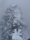 Blizzard conditions on Tower Ridge