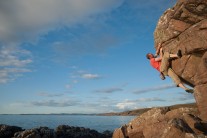 Late evening bouldering at Achnahaird Wall, Sutherland