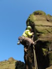 Flourescent green rules ok - Nick Taylor blends into the crag environment...