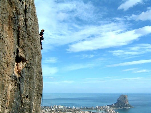 Ben climbing the photogenic Tai Chi (F6b), Olta, Spain  © Wangy