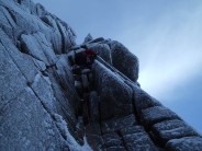 Mark leading the top pitch of The Seam, December 2005