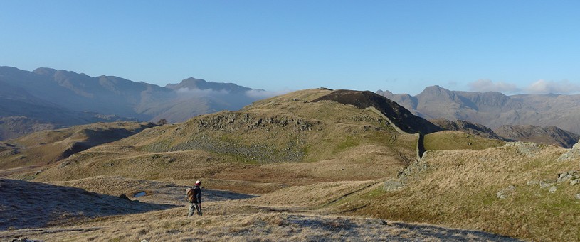 Lingmoor Fell, with a panoramic view of Crinkle Crags, Bowfell and Langdale Pikes.  © Rog Wilko