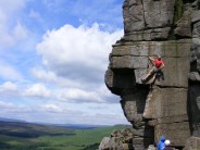 Rob on the eliminator on a beautiful day at stanage