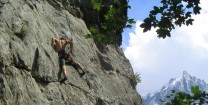 Cragging in Chamonix, Midi in background