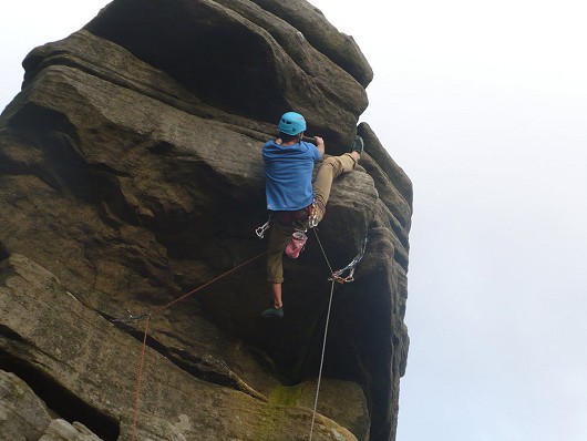 Paddy on the awesome crux of Jeepers Creepers at High Neb   © chappers909