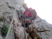 Mike looking comfy at the belay