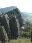 Andy Smith well poised on Via Dolorosa (VS 4c) at The Roaches