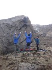 Andy climbing 'Get to the choppa' on the Dutch's Hulk boulder
