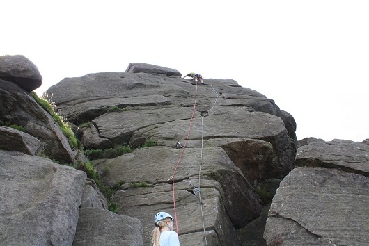 Graham near the top of President's Slab July 2013.
Loads of gear!  © westong