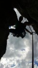 The classic silhouette photo exiting the cave belay on Kangaroo Wall