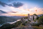 Sunset over the old church at Siurana village<br>© Lewis Thompson
