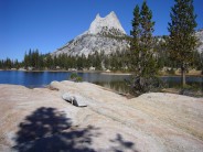 Cathedral Peak and Eichorn Pinnacle from Upper Cathedral Lake, Tuolumne Meadows, Yosemite.