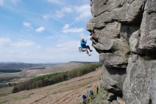 Getting spat off the crux of The Link, Stanage Popular.