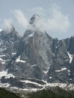 Les Drus from the top of Voie Caline