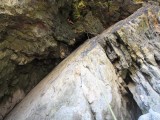 Climbing or Caving?  Diane picks an interesting choice for her first ever VS lead.  'Under Milk Wood' at 3 Cliffs Bay, Gower