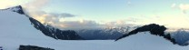 Amazing views of the Saas Valley from our bivi site at the base of the Nadelhorn (4,327 m)