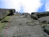 Andy waiting to belay me on Karabiner Chimney. That top groove is a bit of a graunch!